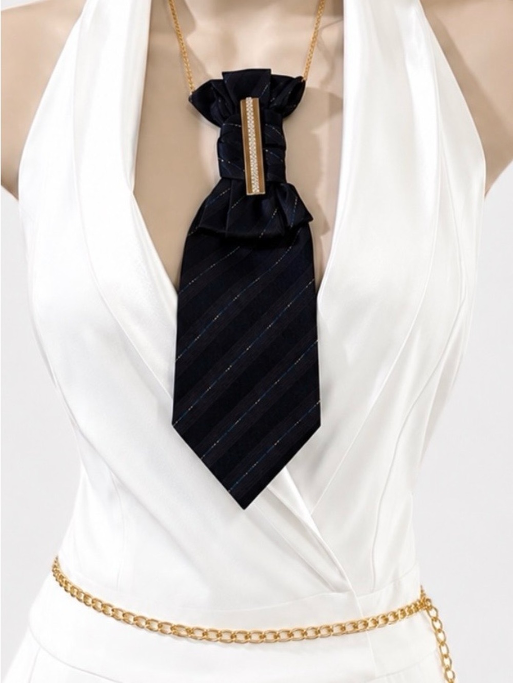 Silk Necktie Necklace, Vintage Tie Bar, Rave, Diva Vibes, Avant Garde, Classic